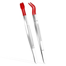 2 Pcs Craft Tweezers Long Tweezers For Crafts Tweezers For Crafting Rubber Tipped Tweezers Coated Precision Tweezers Hobby Craft Tweezers Set Long Bent And Straight Flat Tip Tweezers For Stamp Coins