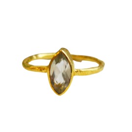 Petite Marquise Prasiolite Green Amethyst Gold-Plated Sterling Silver Ring US Size 7 / Diameter 17.3