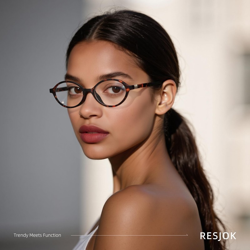 resjok Blue Light Glasses for Woman - Trendy Round Oval