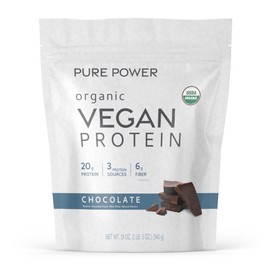 Dr. Mercola Pure Power Organic Vegan Protein - Chocolate, 19 oz, 15 Servings, Certified USDA Organic, Non-GMO