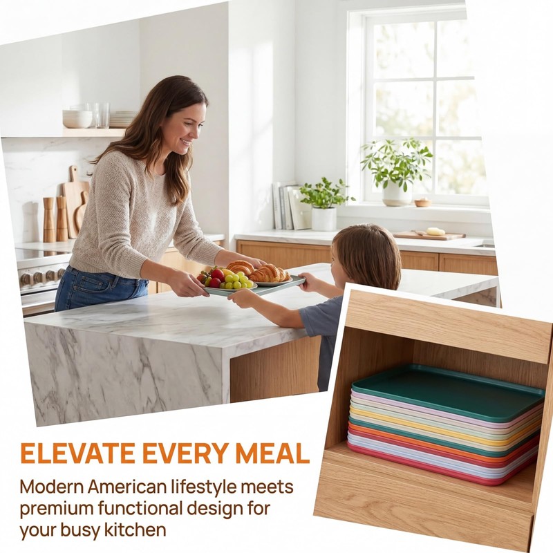 Lyellfe 8 Pack Fast Food Serving Tray, 15 by 10-Inch