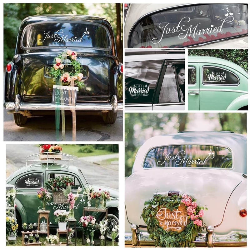 Just Married Car Decals, 3 Pcs Just Married Car Decoration