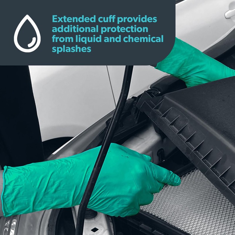 UNIGLOVES PRO.TECT Green HD+ Nitrile Extended Cuff Disposable Gloves -