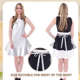 Geyoga Women's Waist Apron Cooking Apron Kitchen Waitress Apron Maid Apron Costume Apron (Solid White,Long Style)