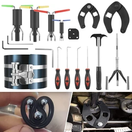 Hydraulic Cylinder Repair Tool kit For skid steers, loaders, backhoes Include gland wrench U-seal installer tools Seal puller Smooth type Piston Ring Compressor (17pcs)