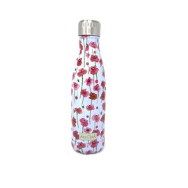 Alex Clark Poppies Flower Water Bottle - BPA Free - Stainless Steel - Keeps Drinks Hot or Cold