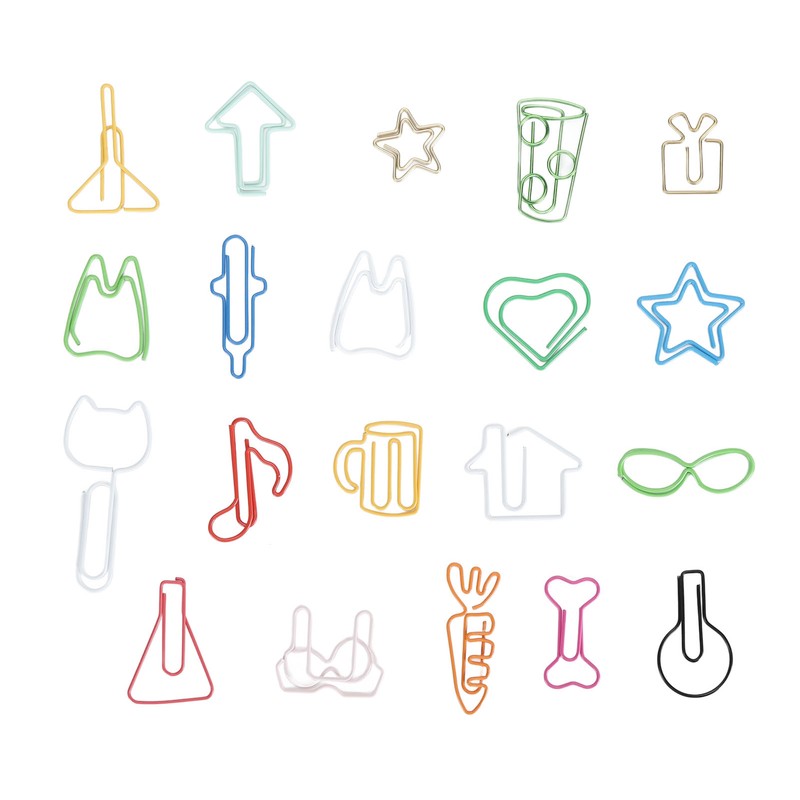 100Pcs Cute Paper Clips 20 Shapes Adorable Fun Metal Paper