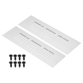 PATIKIL 6 x 2 Inch Door Air Vent Cover, 2pcs Aluminum Grille Ventilation Cover Louvered with Mounting Screws for Cabinet Wardrobe Door, Silver Tone