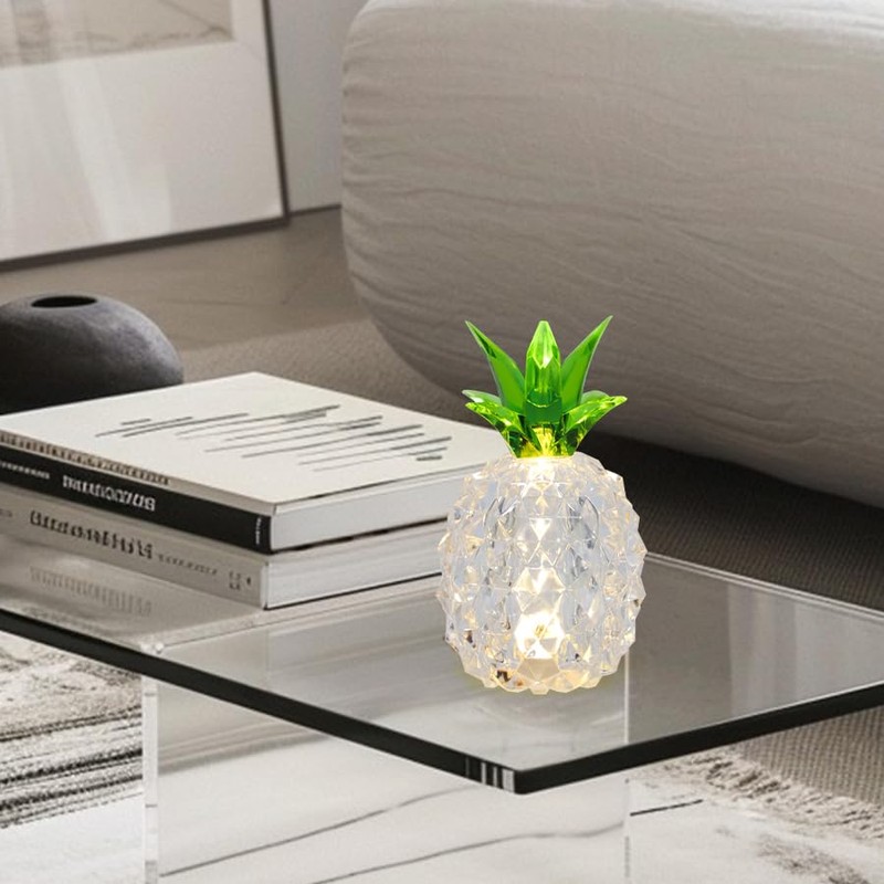 COVEGE 5 Inch Crystal Pineapple Light, Batteries Operated Night Light,