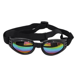 POFET Dog Sunglasses, Foldable Safety Glasses with Adjustable Strap, UV Protection, Waterproof, Snowproof, Windproof, Dustproof, for Small and Medium Dogs