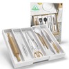 WUSHIZHUHUN Utensil Organizer for Kitchen Drawers - Bamboo Silverware Tray