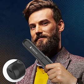 VIKICON Alisador de barba para hombres: cepillo de barba con calefacción inalámbrica para hombres, peine caliente eléctrico, mini cepillo alisador ant