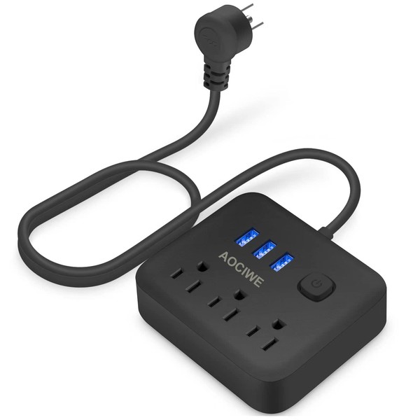 AOCIWE USB Power Strip, Flat Plug Power Strip Extension Cord
