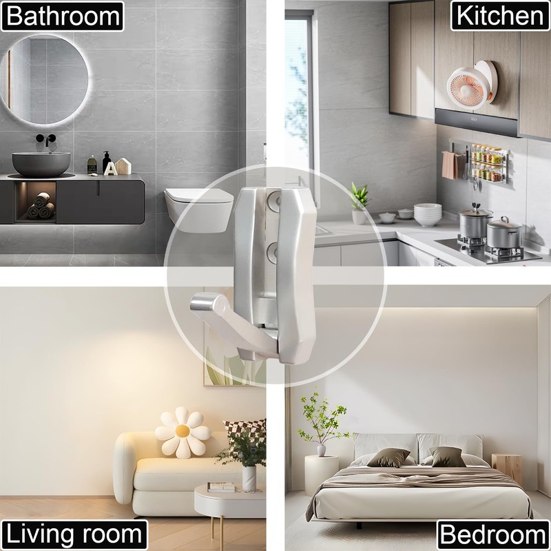 XSGTZMJ 4Pcs Foldable Hooks Wall Mount Zinc Alloy, Bathroom Wall