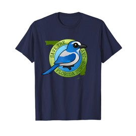 Endangered Florida Scrub-Jay Cartoon Bird Conservation T-Shirt