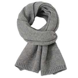 amokk Solid Winter Scarf for Girls Women Cold Weather Fashionable Knit Scarves (Dark Grey)