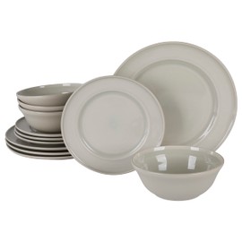 Martha Stewart Portillo 12 Piece Reactive Stoneware Dinnerware Set - Sharkey Gray