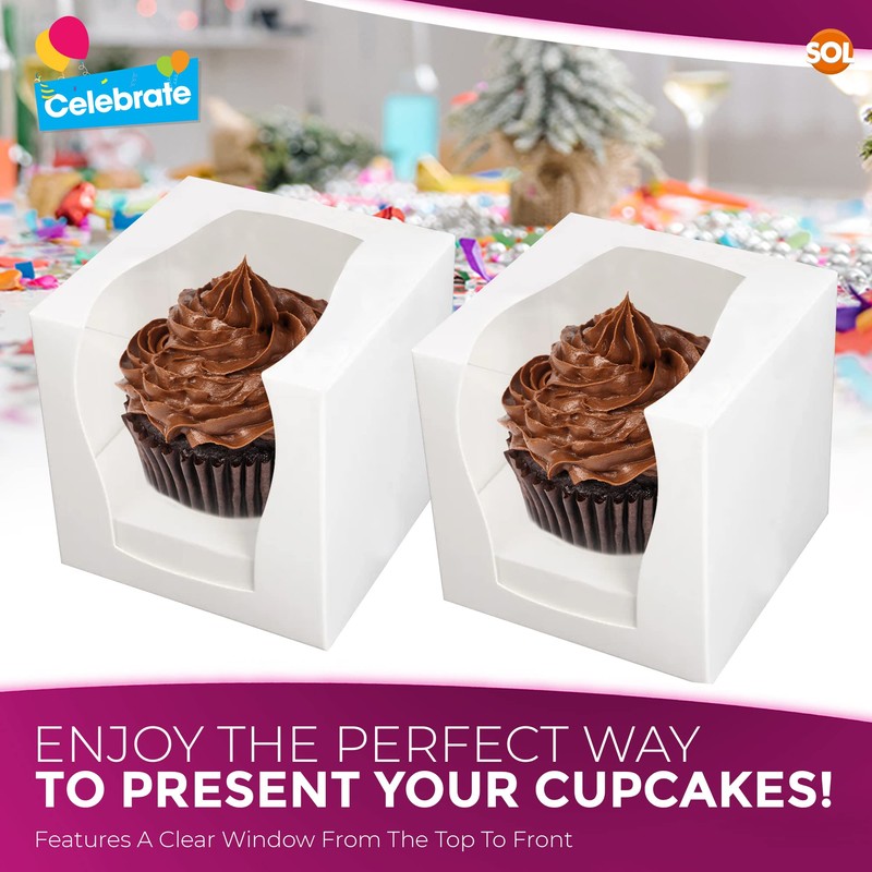 12pk White Cupcake Boxes Single | 9x9x9cm Single Cupcake Boxes