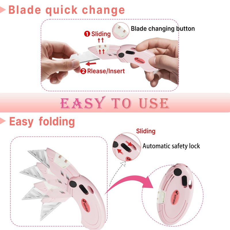 Box Cutters Utility Knife Set Lightweight 4- Pack Folding Razor