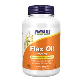 NOW Suplementos, aceite de lino 1000 mg hecho con aceite de lino orgánico, apoyo cardiovascular, 100 cápsulas blandas                                 