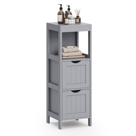 VASAGLE Storage Cabinet, Storage Organizer Rack Stand for Bathroom, Living Room, Bedroom, Multifunctional Corner Unit, 2 Drawers, 35 Inches in Height, Dove Gray UBBC042G02
