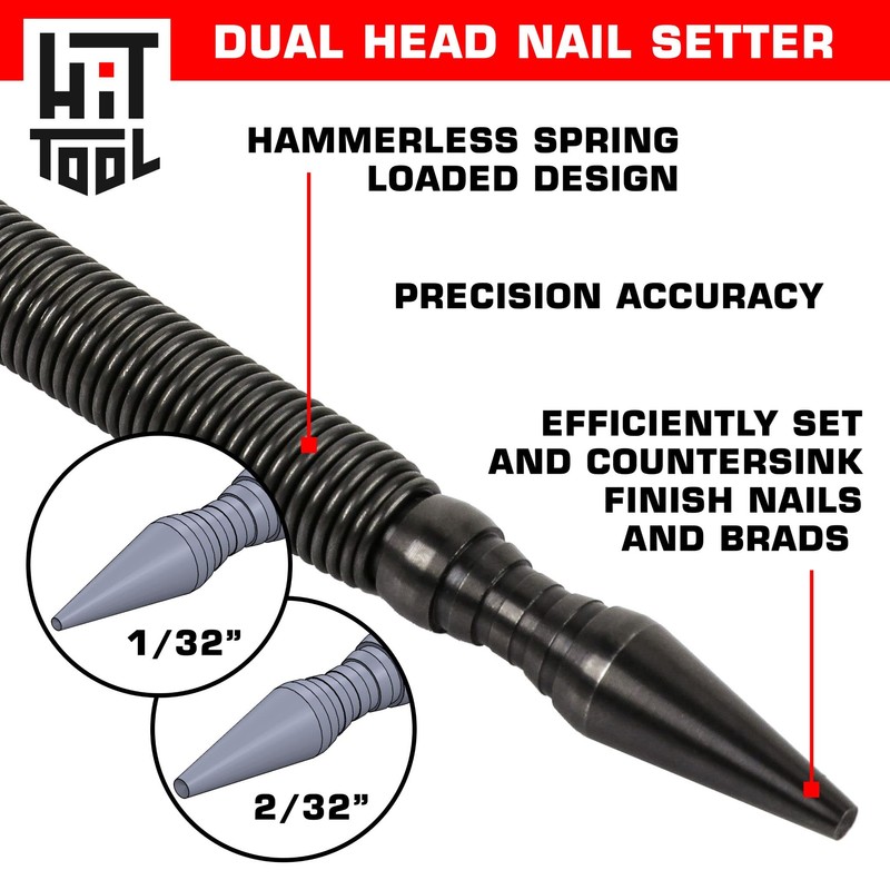 HIT Tool Pro Combo Kit 1/32" Hammerless Nail Set Punch,