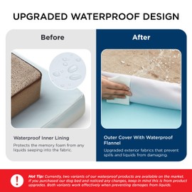 Bedsure Memory Foam Dog Bed for Large Dogs - Orthopedic Waterproof Dog Bed for Crate with Removable Washable Cover and Nonskid Bottom - Plush Flannel Fleece Top Pet Bed, Khaki