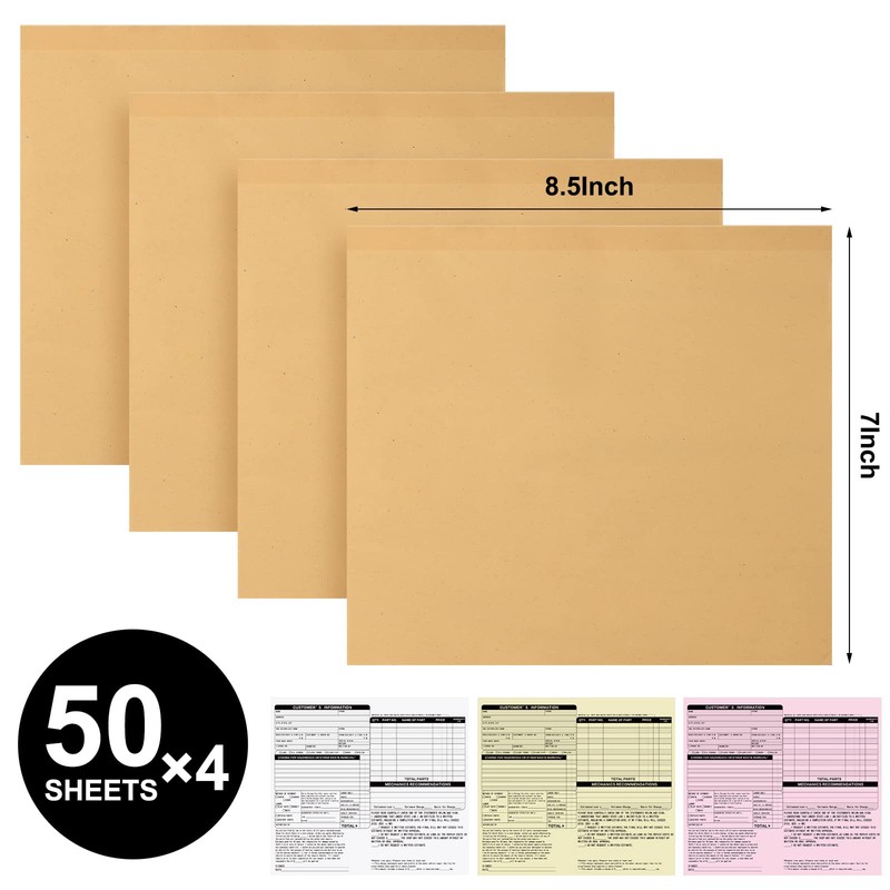PerKoop 200 Sets Auto Repair Order Forms 3 Part Carbonless