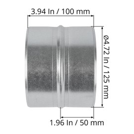 5'' Inch Galvanised Steel - Metal Duct Connector, Straight Pipe Coupler