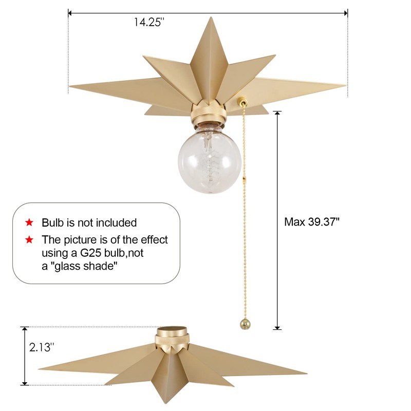 VILUXY Flush Mount Ceiling Light, Gold Star Light Fixtures Mini