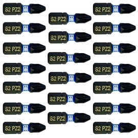 20 x Rennie Tools 25mm PZ2 Impact Screwdriver Driver Bits Set. Heavy Duty PoziDriv POZI No.2 Screwdriver Bit Set. PZ2 Impact Driver Bits Pozidrive Screw Accessories. Black Oxide Coated