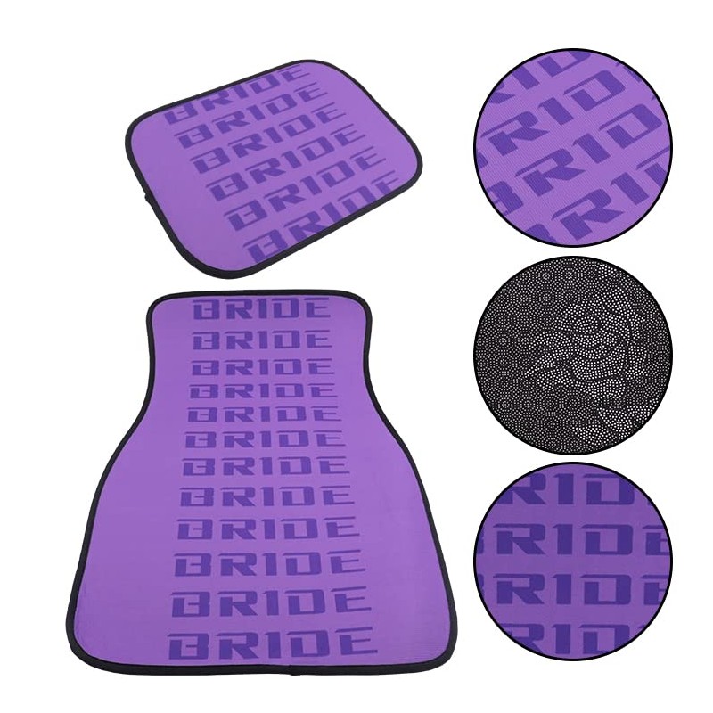 Universal JDM Bride Purple Racing Fabric Floor Mats Interior Carpets