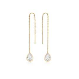 Ettika Threader Earrings. 18k Gold Plated, Gold Threader Earrings, Barely There Chain and Clear CZ Crystal Earrings. Jewelry