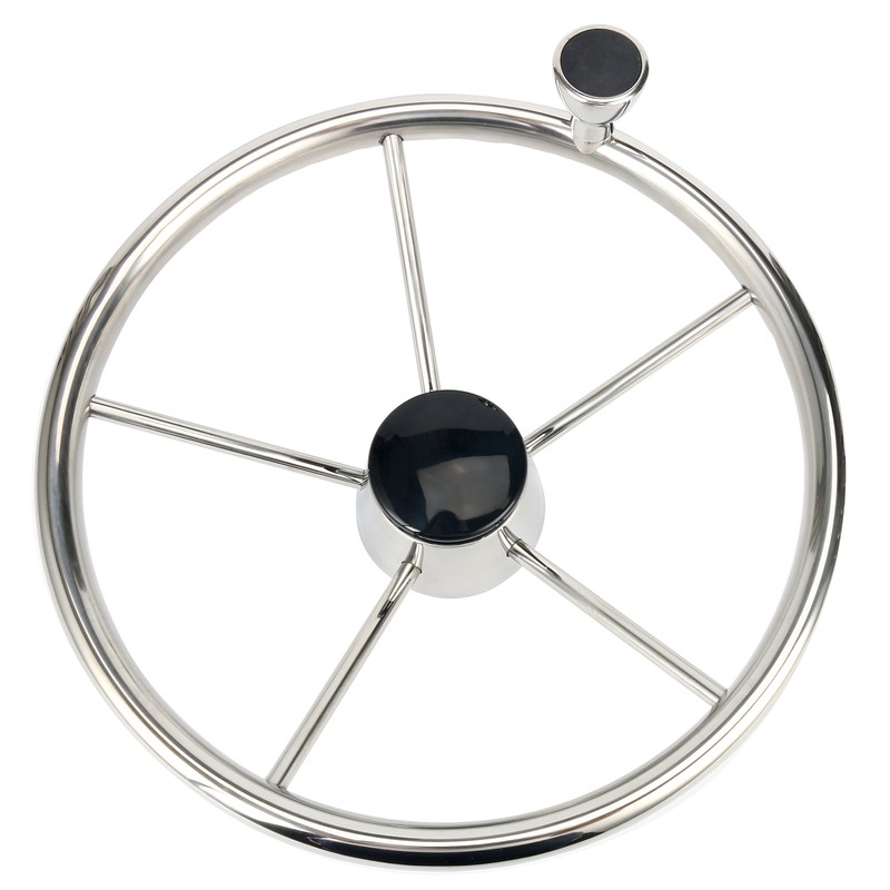 Amarine Made 5-Spoke 13-1/2 Inch Destroyer Style Stainless Boat Steering