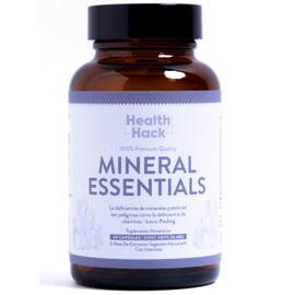 Health Hack Mineral Essentials | Suplemento de Minerales Esenciales | Con Glicinato de Magnesio, Calcio, Potasio, Zinc, Hierro, Cobre, Cromo, Yodo y Selenio | Refuerza tu Salud y Bienestar de Forma Natural