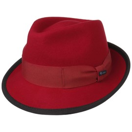 Lipodo Classic Wool Trilby Felt Hat Women/Men – Wool Hat Made in Italy – Hat Made of Wool Felt – Trilby Hat Summer/Winter – Fedora, red, M