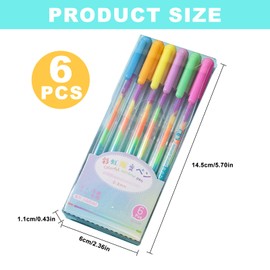 Set of 6 Gel Pens in Colours, Handwriting Pen with Colour Gradient, Rainbow Gel Pen, 0.8 mm Magic Neon Gel Pens Set for Doodling, Scrapbooking, Sketching, Journaling, Artist Illustration