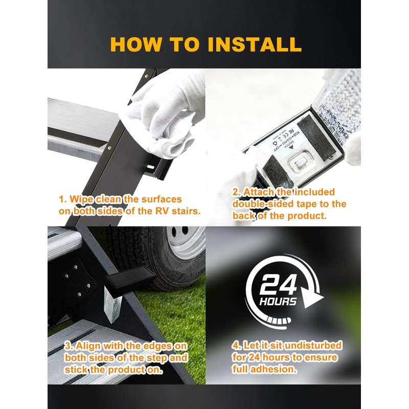 ALDST Solar Powered RV Step Lights, Wireless No Drill Outdoor