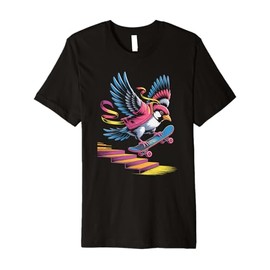 Bird Skater Feather Mid Stair Trick Streetwear Skateboard Premium T-Shirt