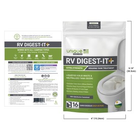 Unique RV Digest-It+ Extra-Strength RV Toilet Treatment Pod - Liquifies Waste and All Brands of Toilet Paper - Eliminates Odors at the Source (16 Pods)