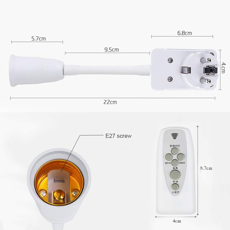 HTRUIYATY E27 Socket Lamp with Switch Intelligent Remote Control Plug