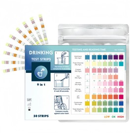 Pack of 100 Aquarium Water Tests, 9-in-1 Aquarium Test Strips, Nitrite Test Aquarium for Ph, Hardness, Chlorine, Nitrite, Nitrate, Nitrate Test Aquarium, Ideal for Aquariums and Fish Tanks