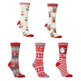 Genfien Funny Socks Women Novelty Funky Fun Socks Christmas Gifts for Women 5 Pairs One Size