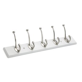 Richelieu Hardware T030210195 Transitional Hook Rack 25-5/8 in (650 mm), White and Brushed Nickel