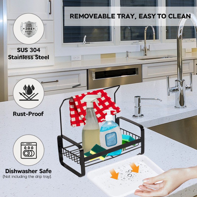 Kitchen Organiser Caddy with Dishcloth Stand – Durable and Reliable