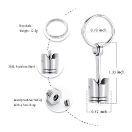 Car Parts Stainless Steel Piston Cremation Urn Necklace For Men Keepsake Memorial Jewelry Hold Ashes(Silver-Keychain)