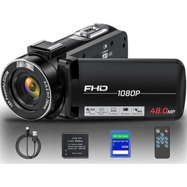 Video Camera Camcorder, Full HD 1080P Camcorder 48MP 16X Digital Video Camera for YouTube, 3.0 Inch IPS Screen Vlogging Camera Recorder with Remote Control, 32GB Card and Battery - *: DV098