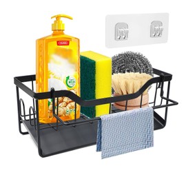 Black Sink Organiser, Kitchen Sink Bathroom Organiser, Kitchen Organiser with Towel Rail, Hanging Sink Organiser, Kitchen Sink Organiser Wall, Sink Organiser for Kitchen