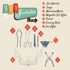 Concord 7 Pieces Premium Stainless Steel Canning Set Starter Kit w/Rack. No Rust, Extra Stability. BULK PACKS (Canning Set)