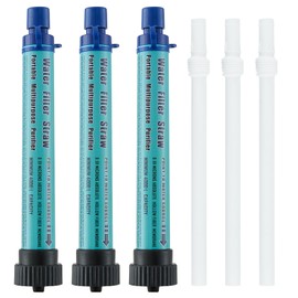 3 Pack Water Filter Straw Outdoor Portable Personal Water Filter Straw Water Purifier Survival Gear and Equipment for Hiking Camping Travel and Emergency Blue